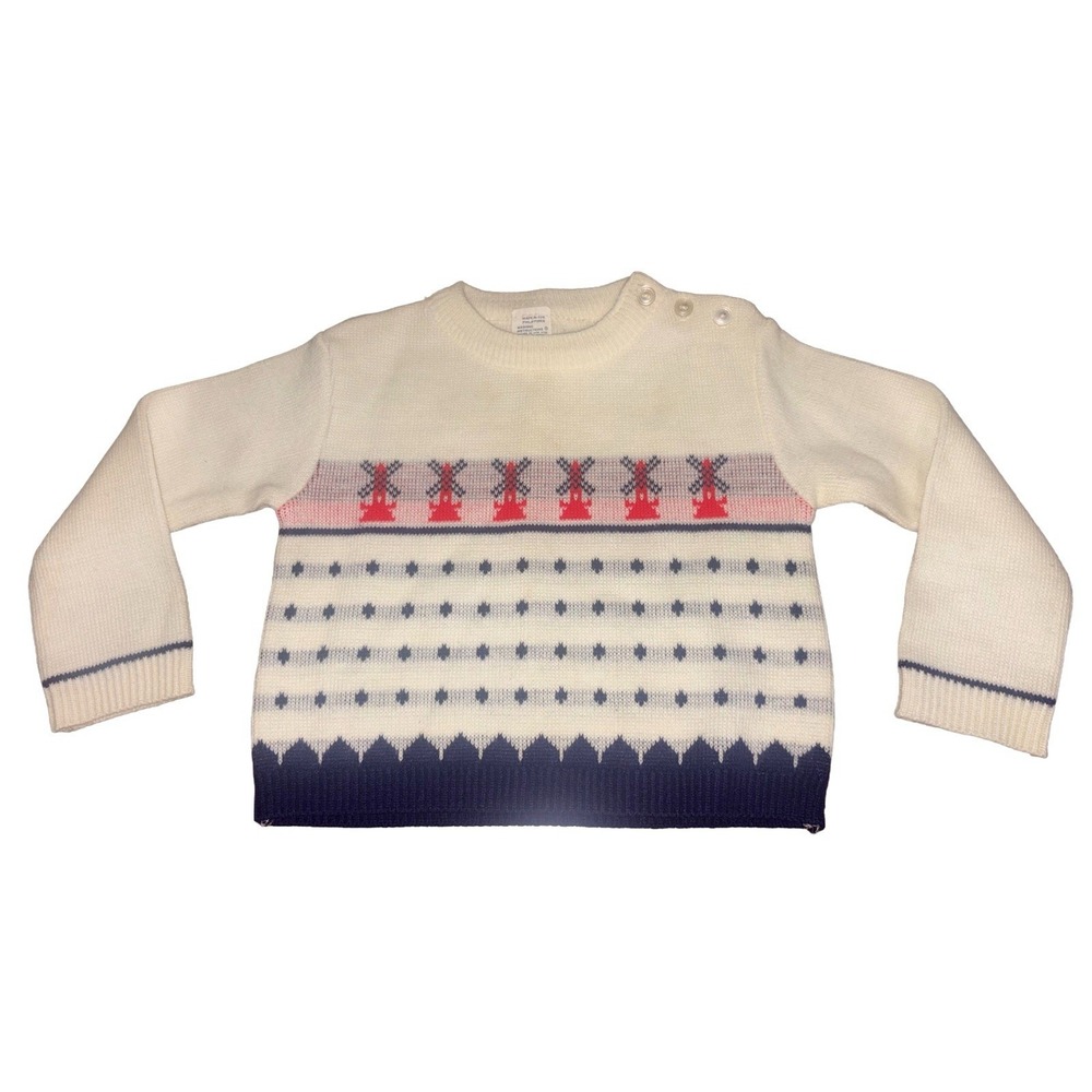 Vintage 1970's Lyttle‎ Angel Originals Windmill Sweater Cottage Core 3-6M Boy